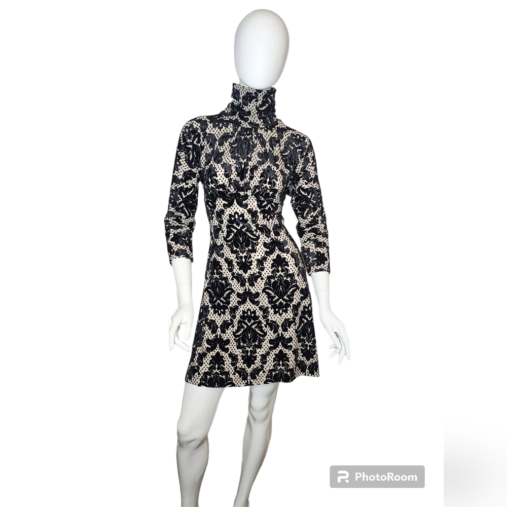 Uncle Frank Anthropologie Floral Polka Dots Velvet Turtle Neck Baroque Modest